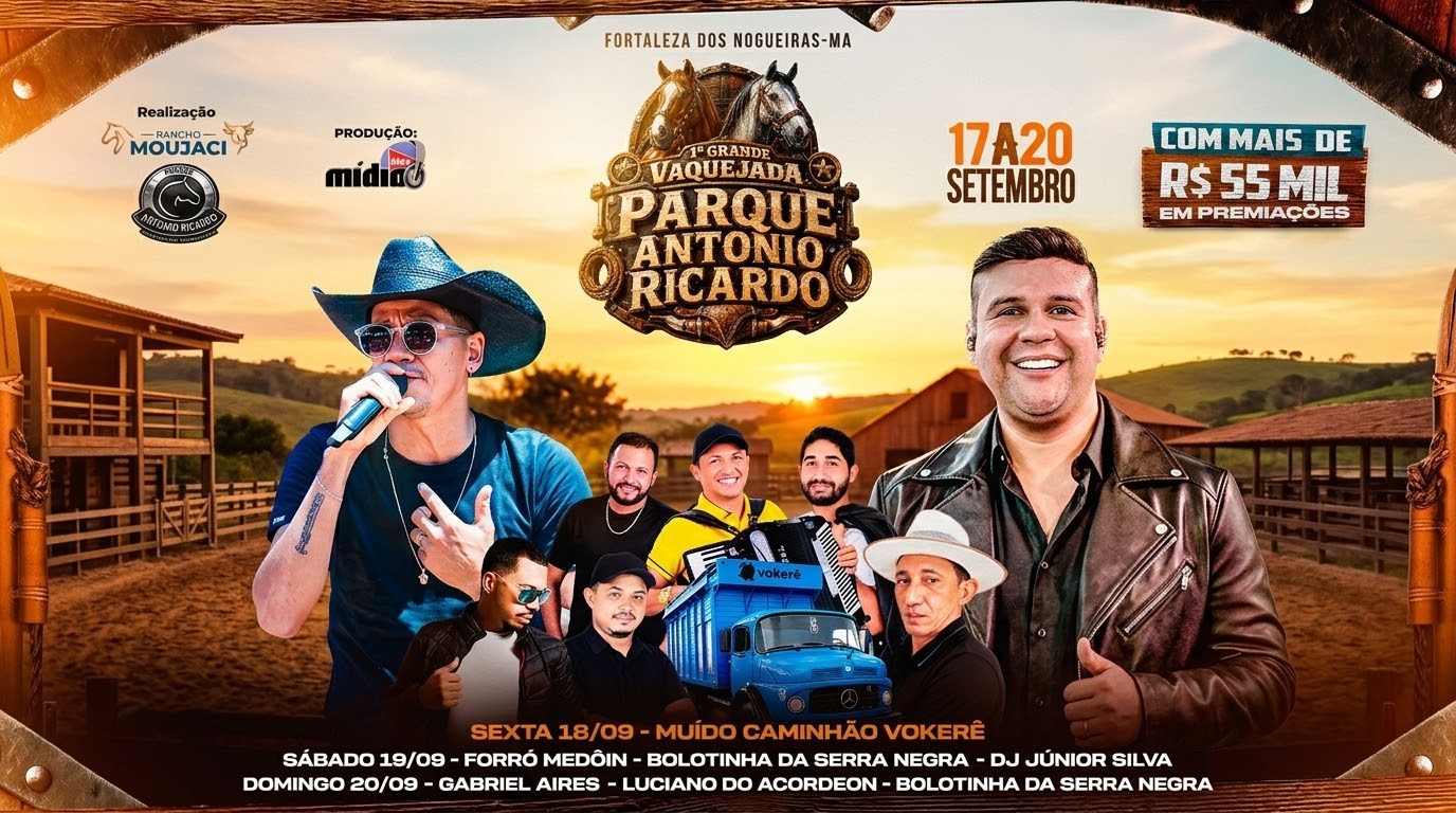 Cartaz de 1ª Vaquejada do Parque Antônio Ricardo